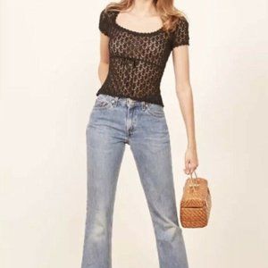 REFORMATION POLKA CROCHET TOP